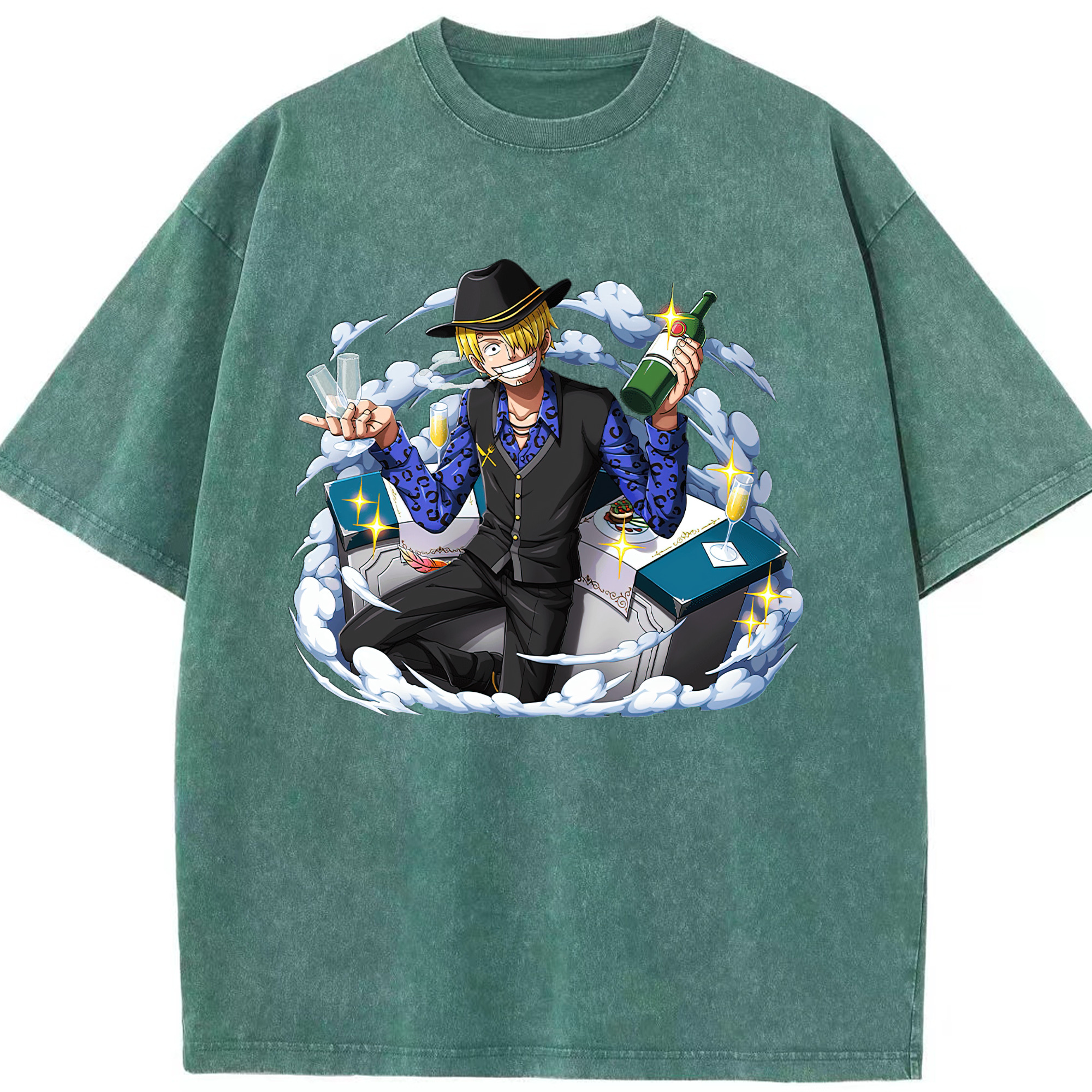 （画像用） ワンピース サンジ ONE PIECE Sanji 綿100% ヴィンテージ風 半袖Tシャツ（フロントプリント）